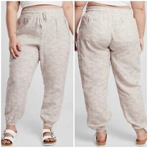 Athleta Cabo Tide Linen Jogger Pant Neutral Camo 22